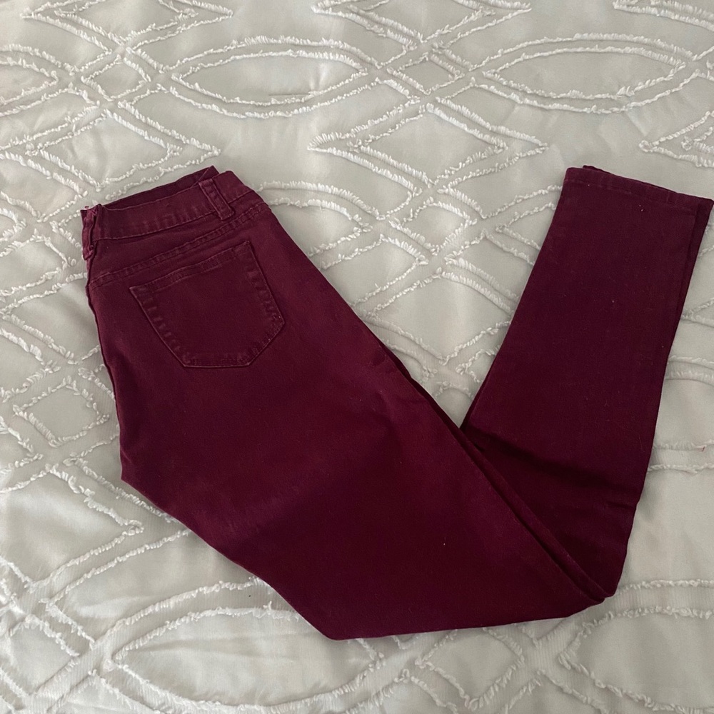 Burgundy Jeans Skinny Pants Fashion Stretchy Slim Fit Denim Holiday Outfit Sexy